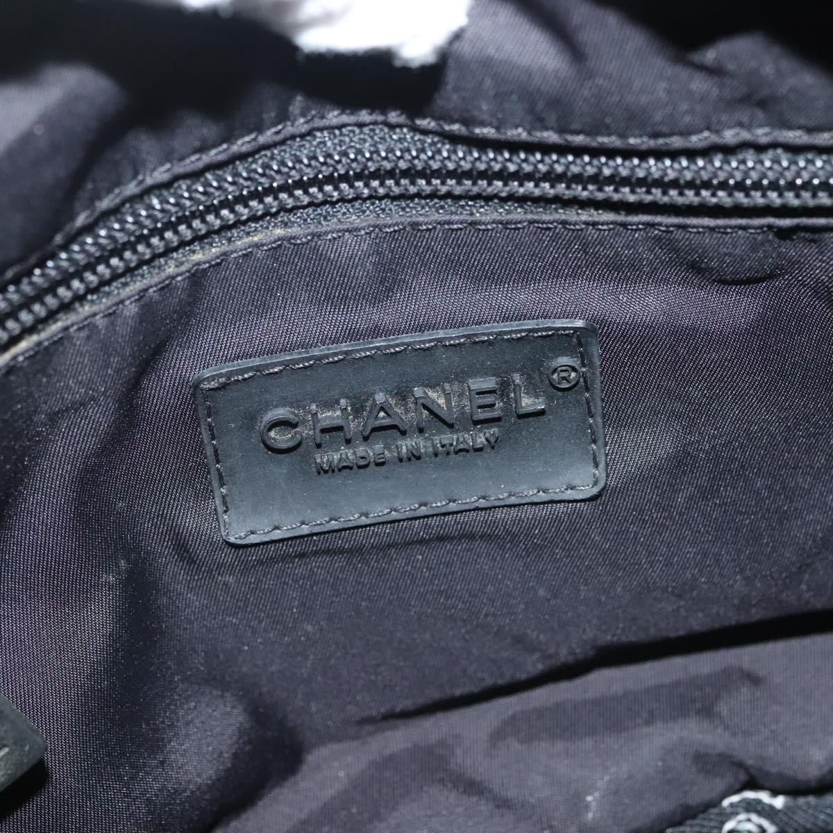 CHANEL Sports Line COCO Mark Waist Bag Nylon Black Silver CC Auth 141906