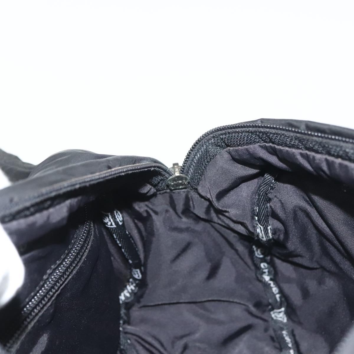 CHANEL Sports Line COCO Mark Waist Bag Nylon Black Silver CC Auth 141906