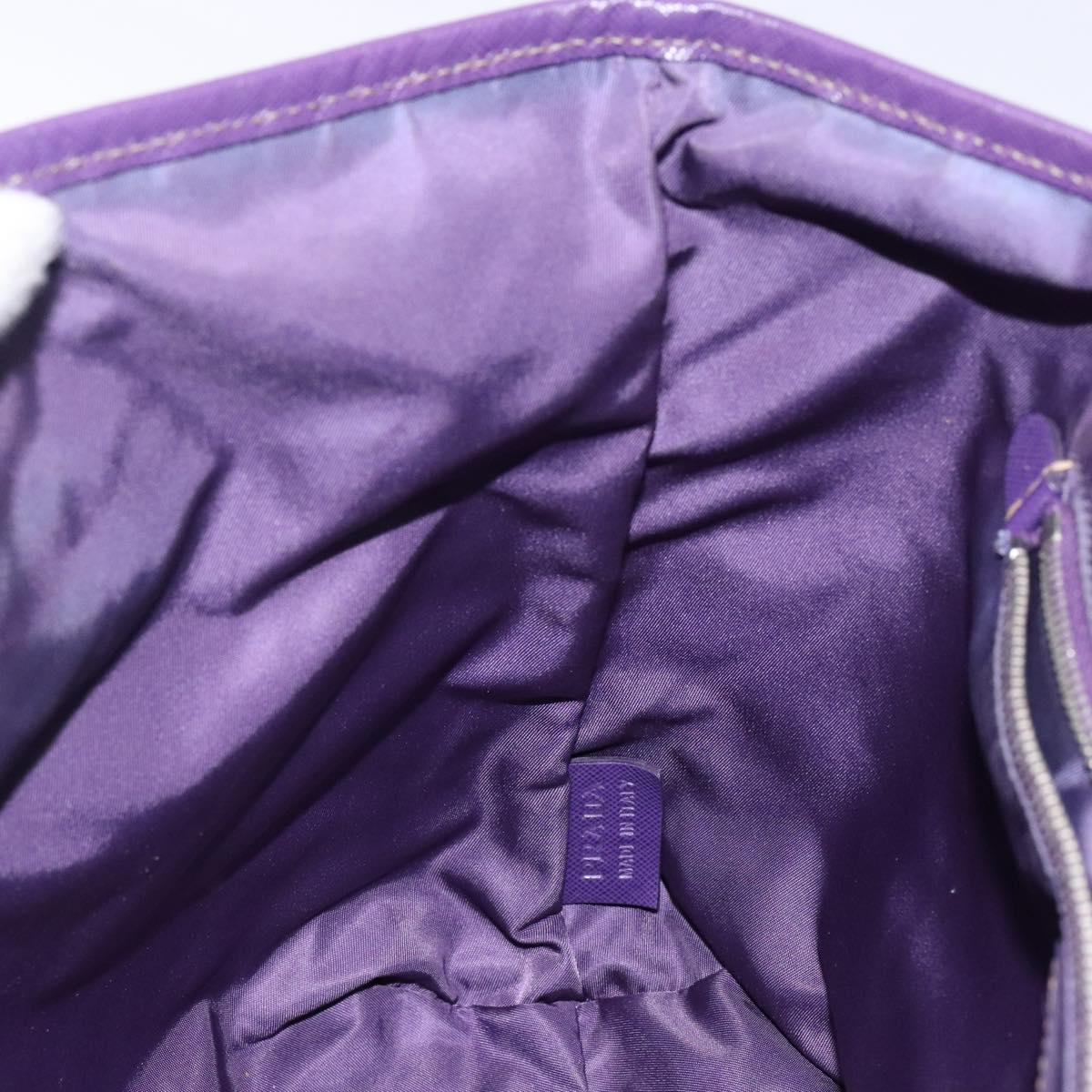 PRADA Tote Bag Nylon Silver Purple Auth 141908