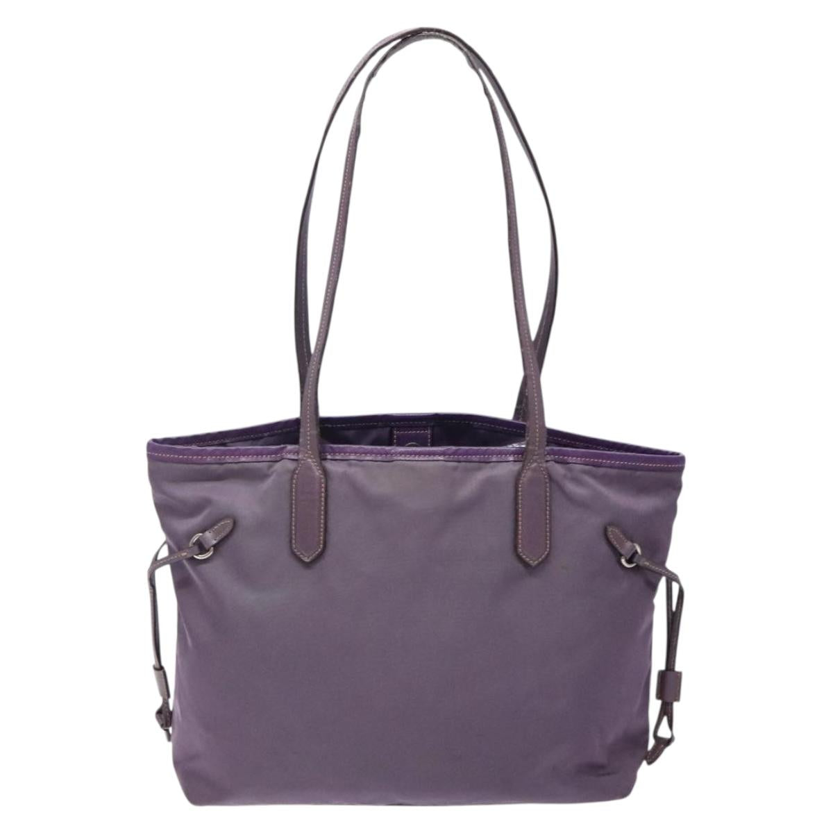 PRADA Tote Bag Nylon Silver Purple Auth 141908