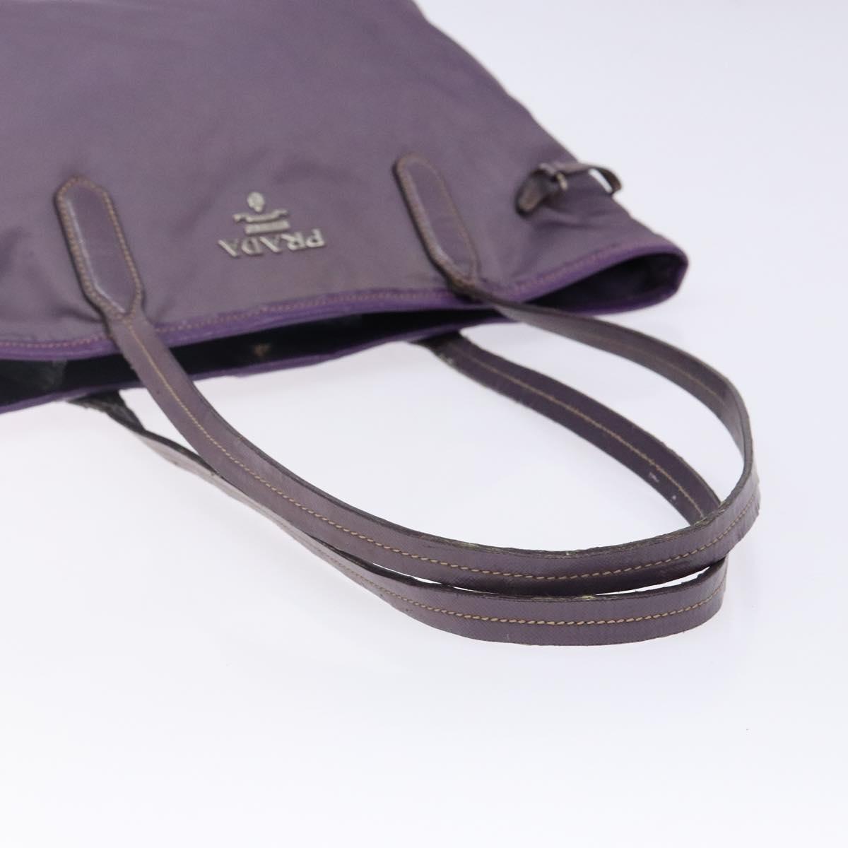 PRADA Tote Bag Nylon Silver Purple Auth 141908