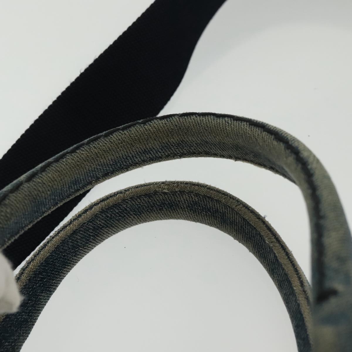 PRADA Canapa PM Hand Bag Denim 2way Blue Gold Auth 141917