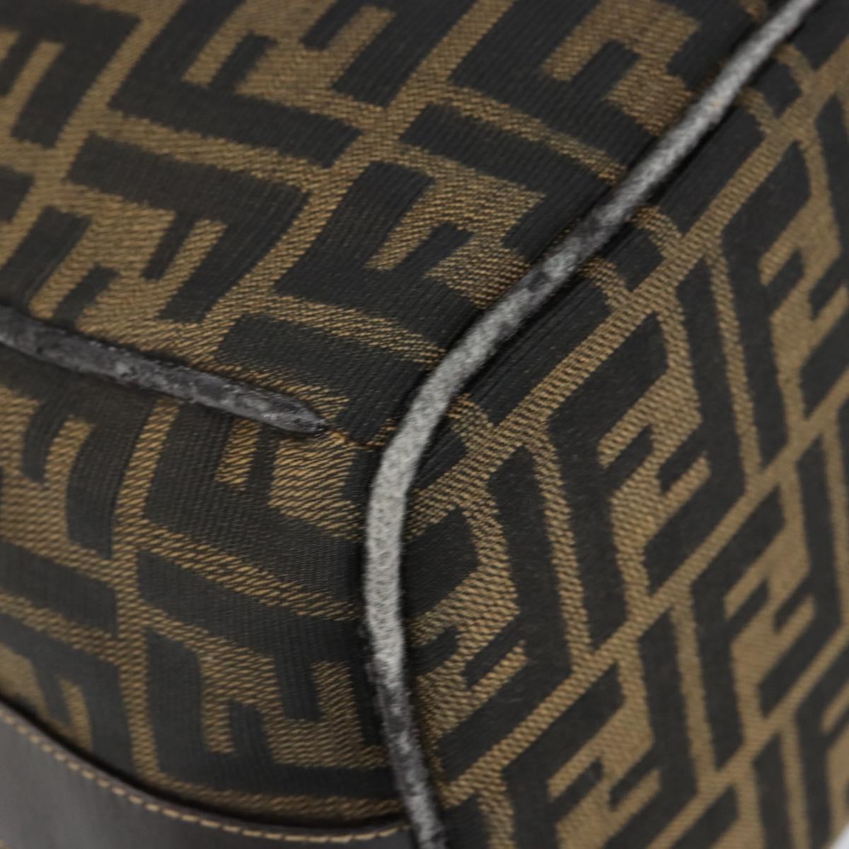FENDI Zucca Canvas Hand Bag Black Brown Auth 141927