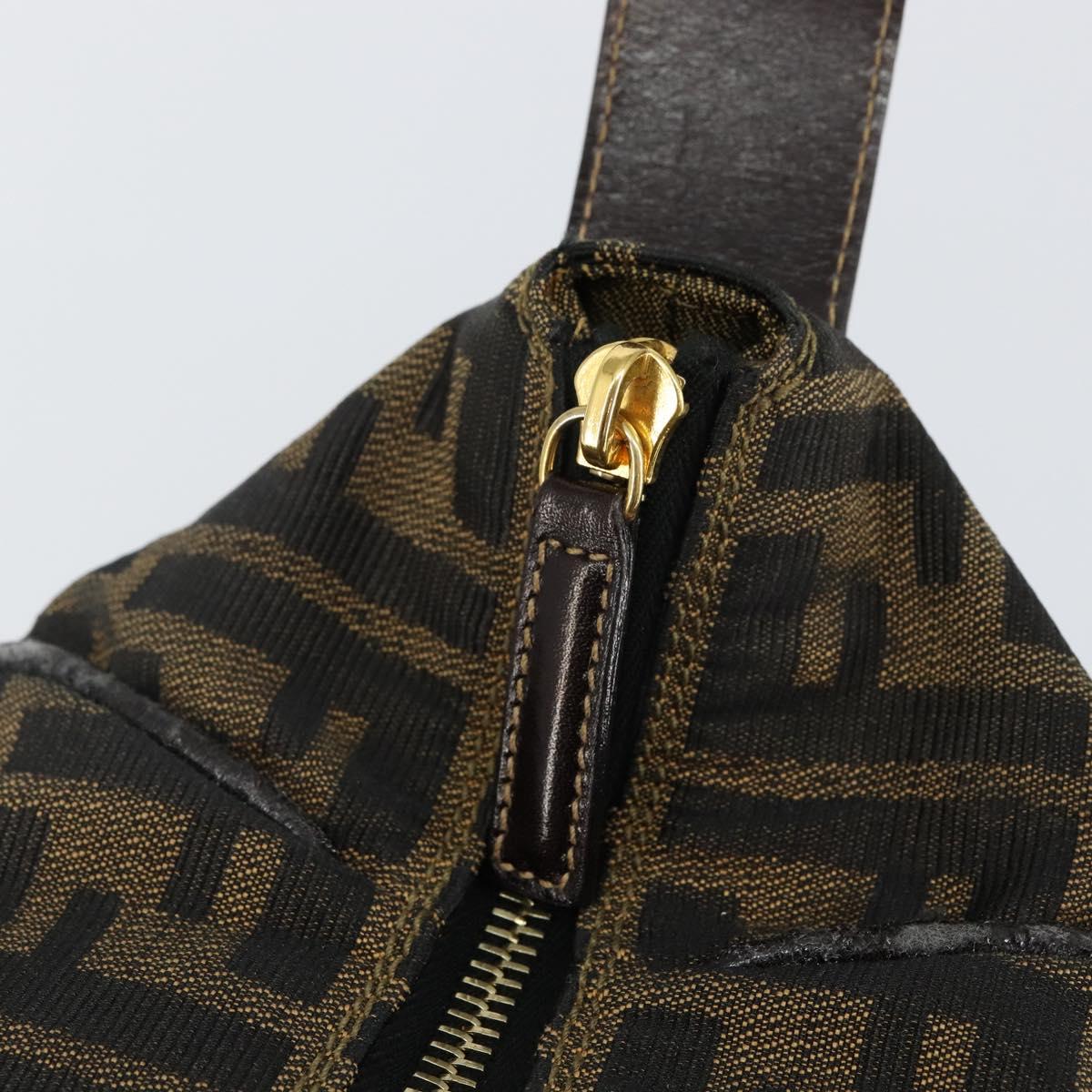 FENDI Zucca Canvas Hand Bag Black Brown Auth 141927