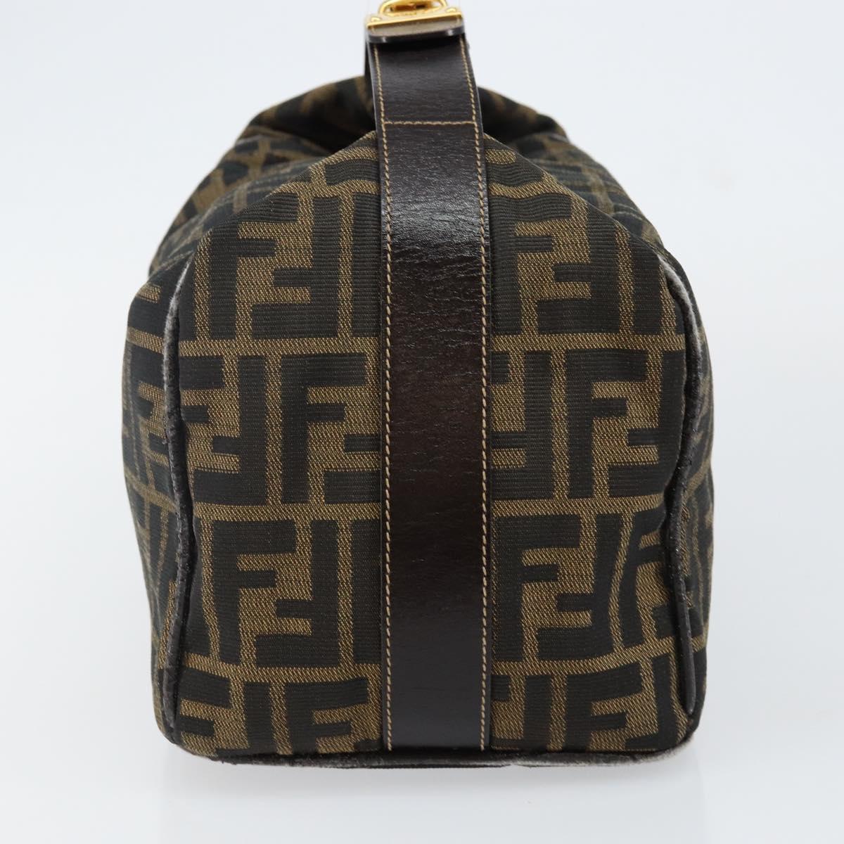 FENDI Zucca Canvas Hand Bag Black Brown Auth 141927