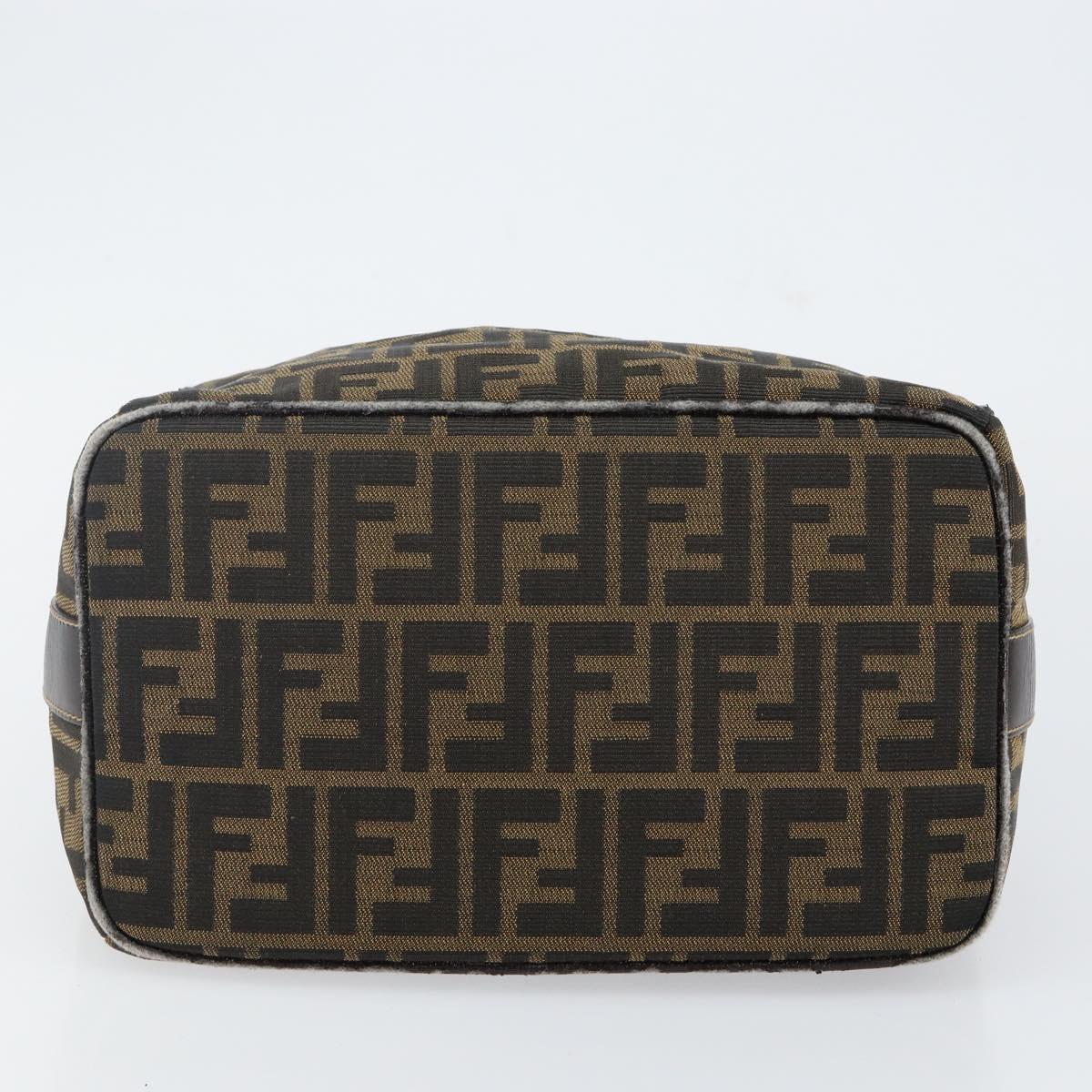 FENDI Zucca Canvas Hand Bag Black Brown Auth 141927