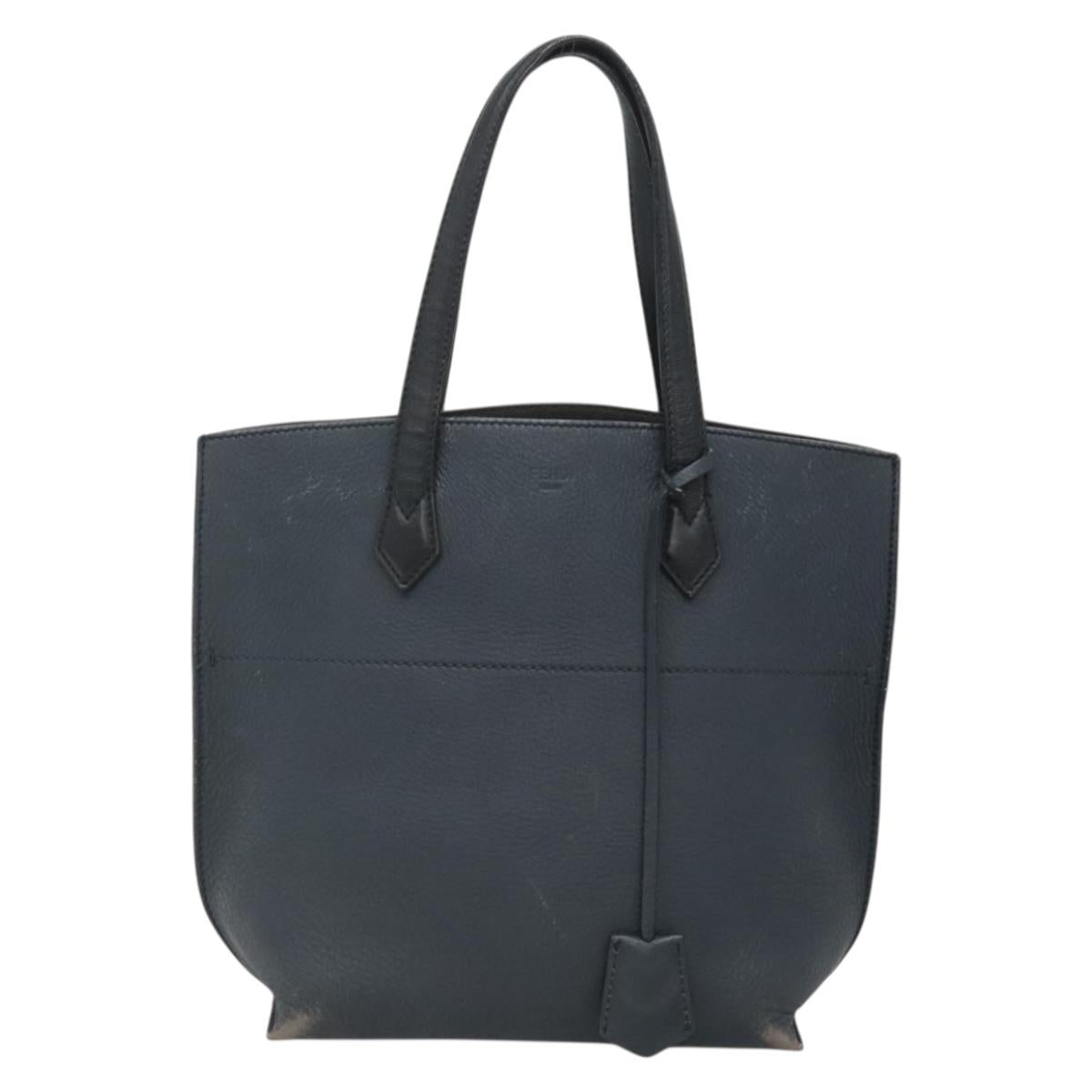 FENDI All In Shopping Tote Bag Leather Navy Auth 141928