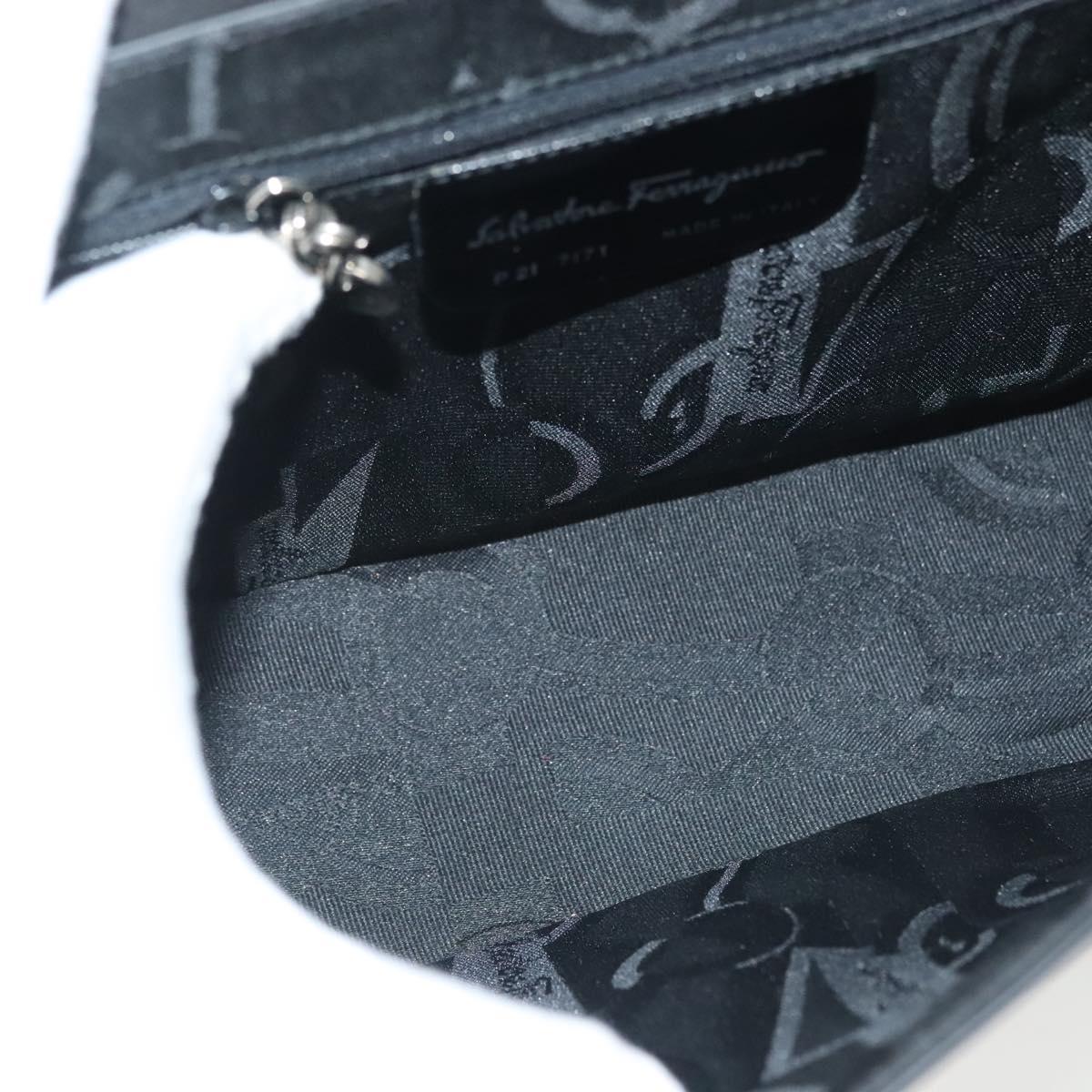 Salvatore Ferragamo Vala Shoulder Bag Leather Black Silver Auth 141933