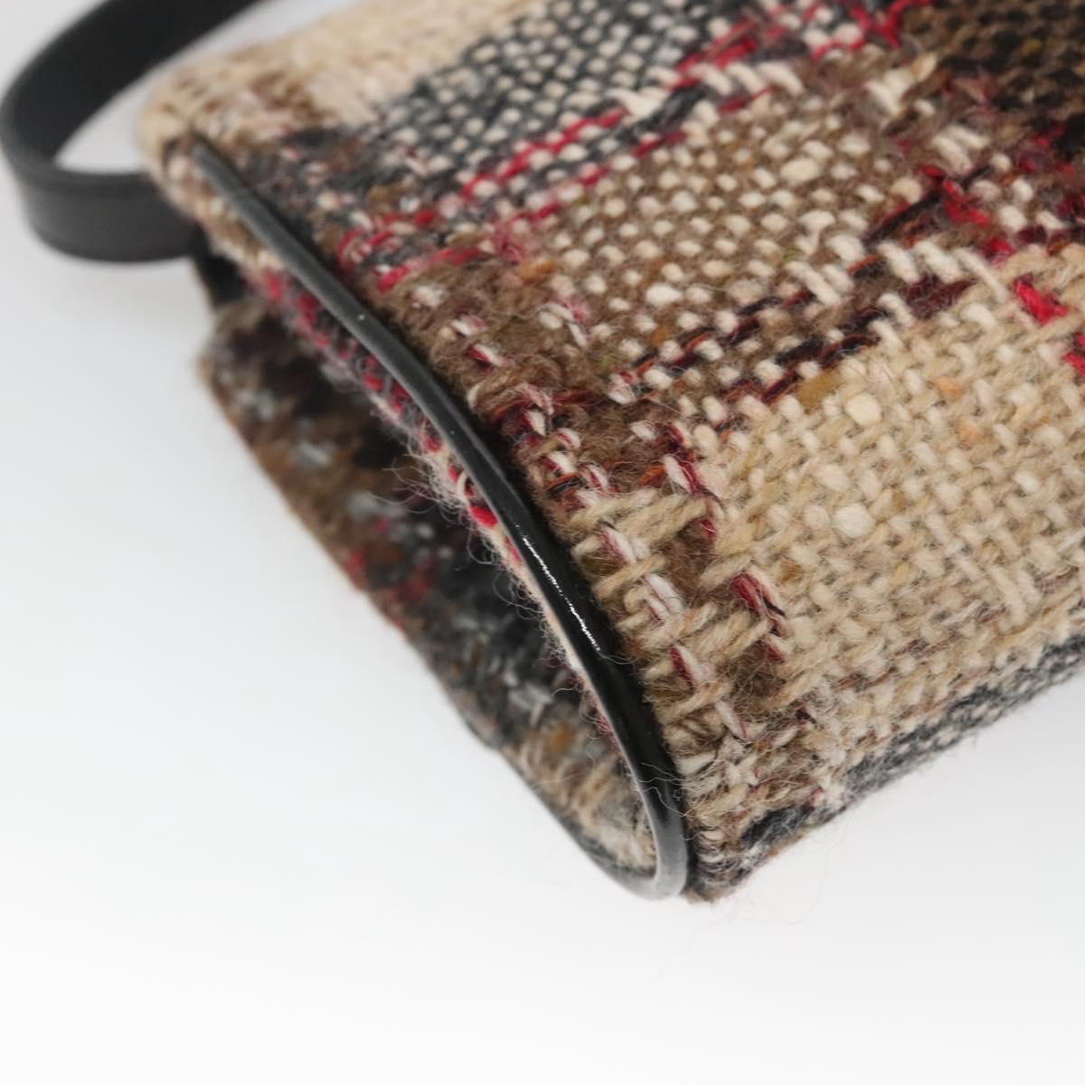 BURBERRY Nova Check Shoulder Bag Wool Beige Gold Auth 141941