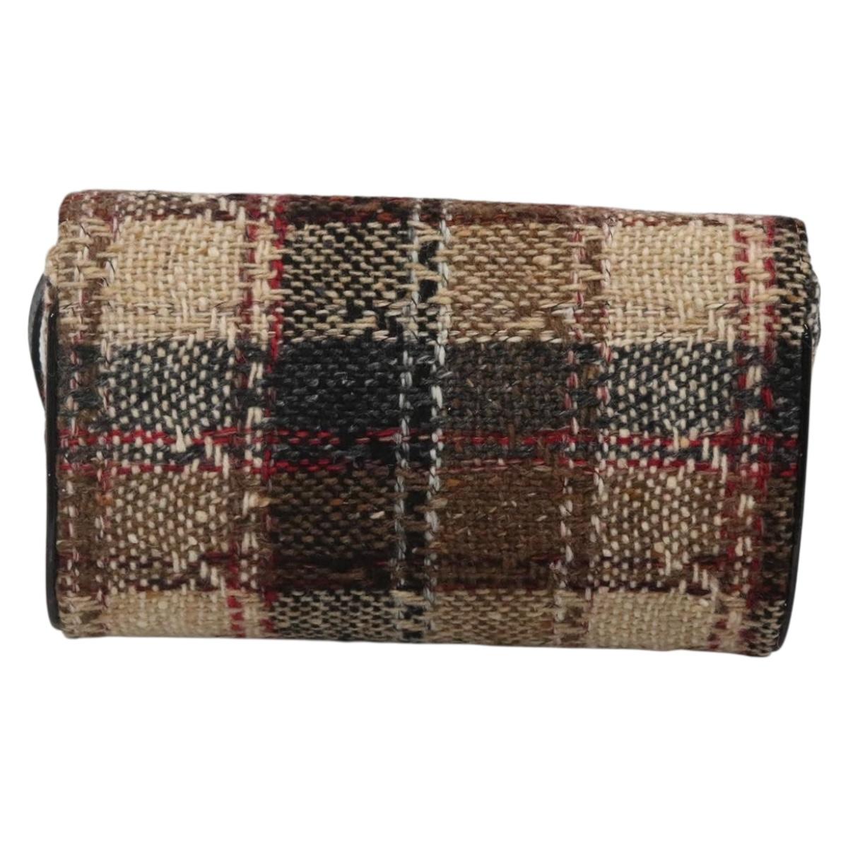 BURBERRY Nova Check Shoulder Bag Wool Beige Gold Auth 141941