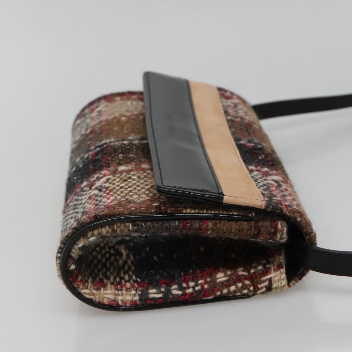 BURBERRY Nova Check Shoulder Bag Wool Beige Gold Auth 141941