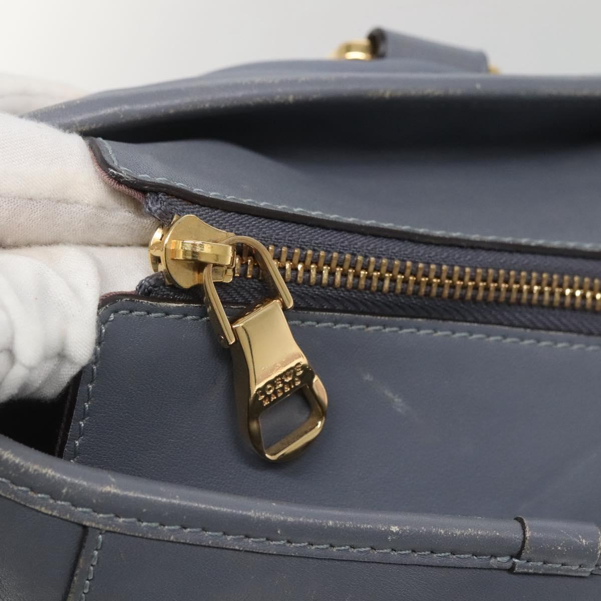 LOEWE Anagram Tote Bag Leather Purple Gold Auth 141948