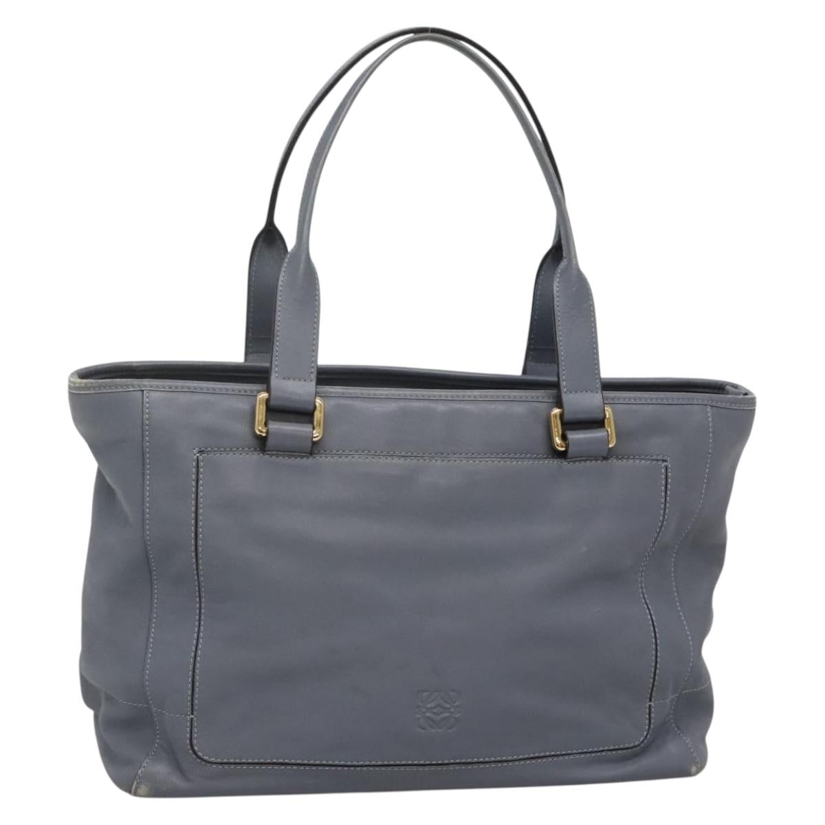 LOEWE Anagram Tote Bag Leather Purple Gold Auth 141948