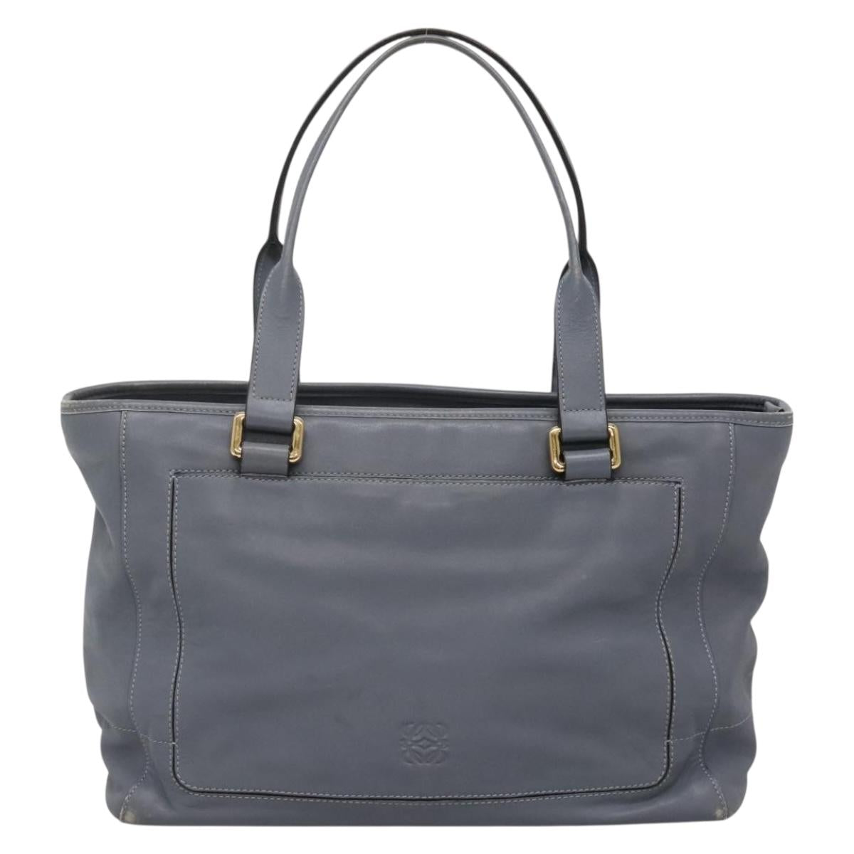 LOEWE Anagram Tote Bag Leather Purple Gold Auth 141948