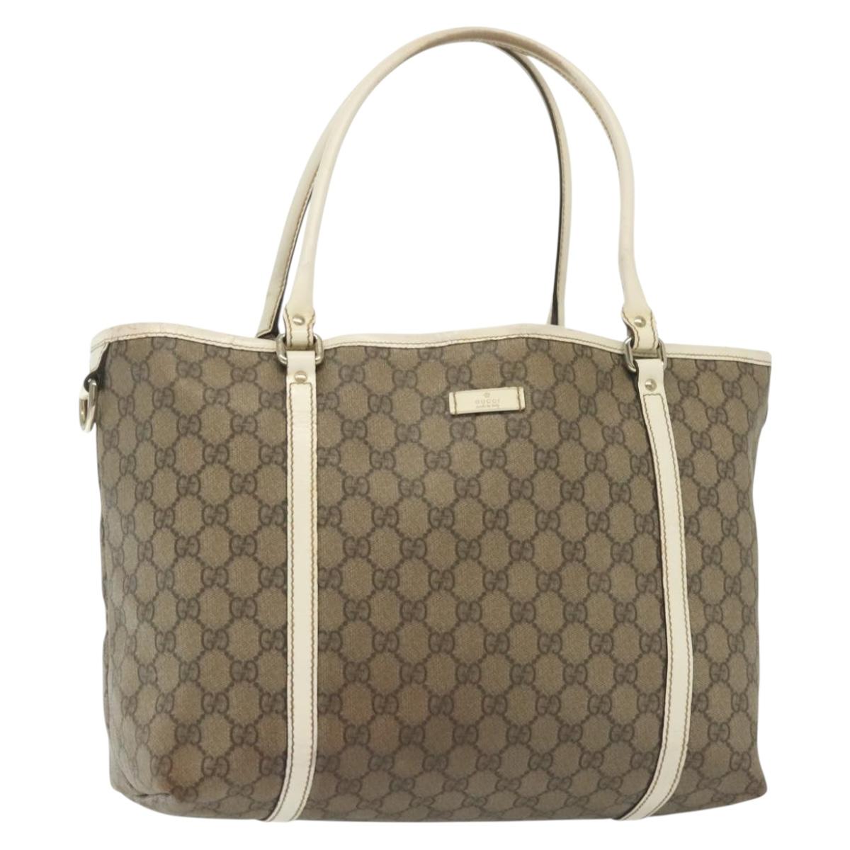 GUCCI GG Supreme Tote Bag PVC Beige Gold 197953 Auth 141953