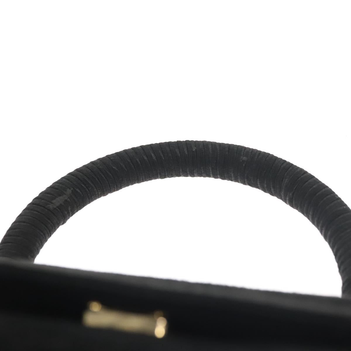 PRADA Hand Bag Suede Black Gold Auth 141959