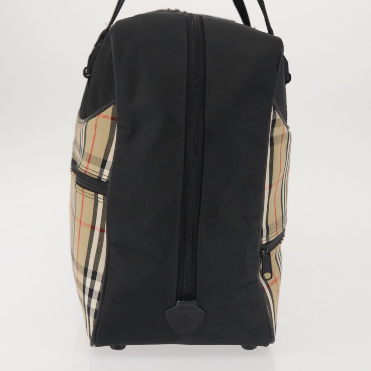 Burberrys Nova Check Boston Bag Canvas Beige Auth 141960