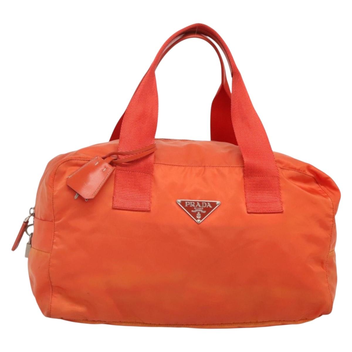 PRADA Shoulder Bag Nylon Orange Silver Auth 141967