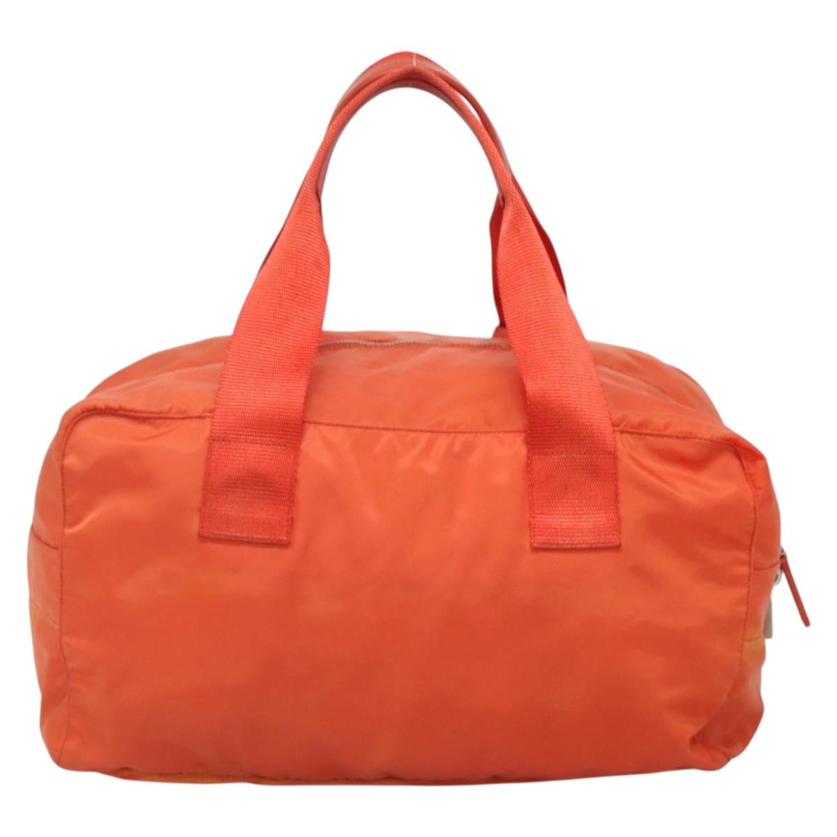 PRADA Shoulder Bag Nylon Orange Silver Auth 141967