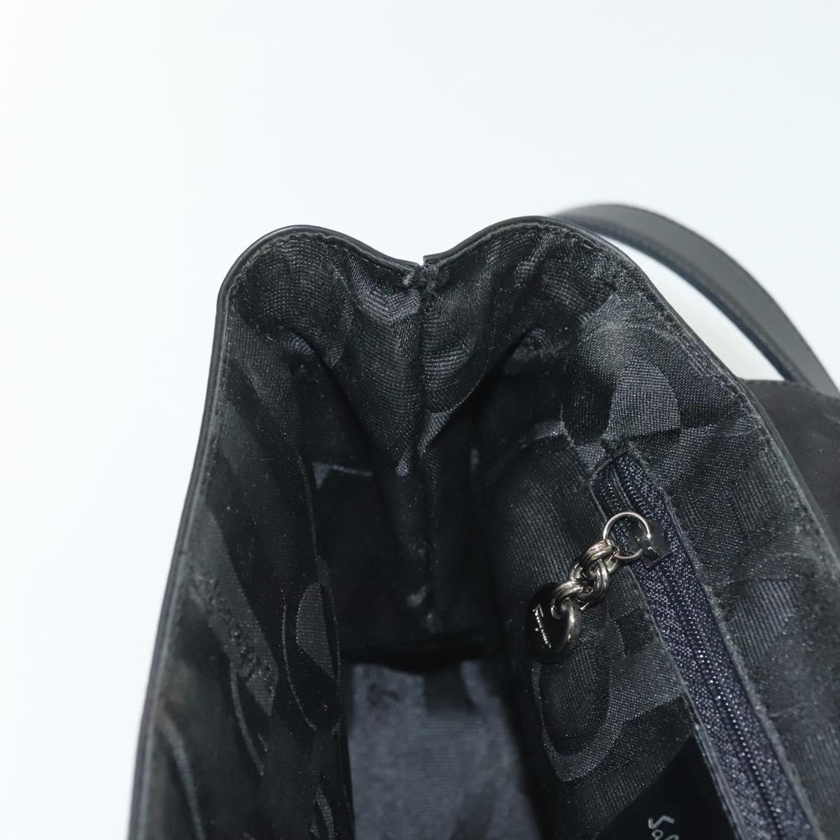 Salvatore Ferragamo Vala Shoulder Bag Leather Black Silver Auth 141973
