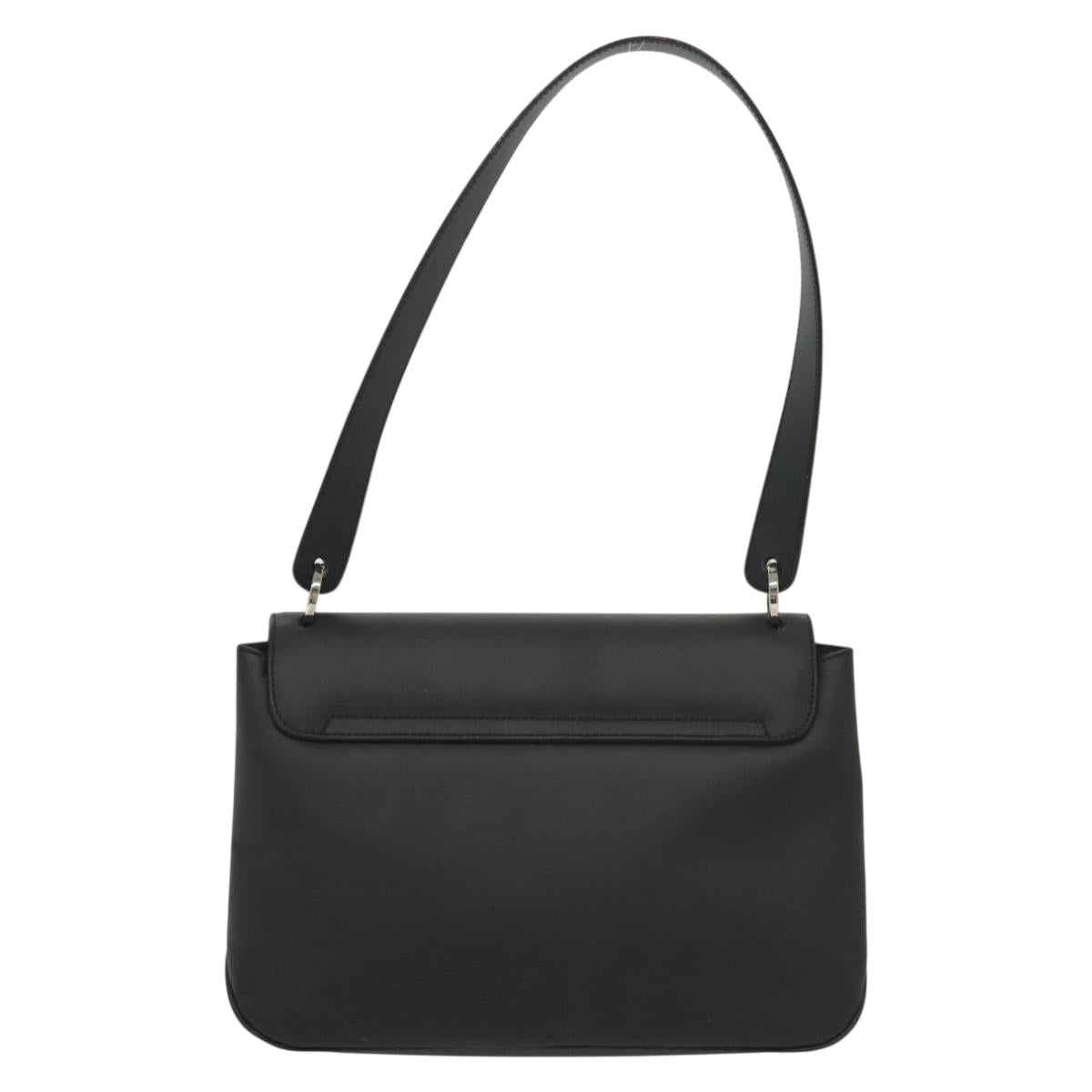 Salvatore Ferragamo Vala Shoulder Bag Leather Black Silver Auth 141973
