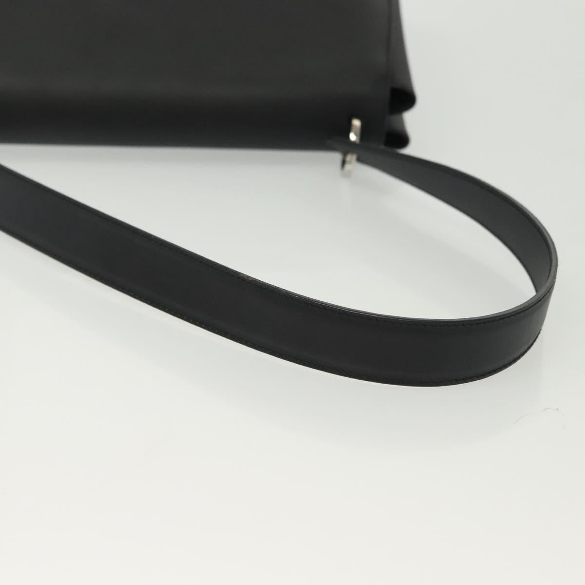 Salvatore Ferragamo Vala Shoulder Bag Leather Black Silver Auth 141973