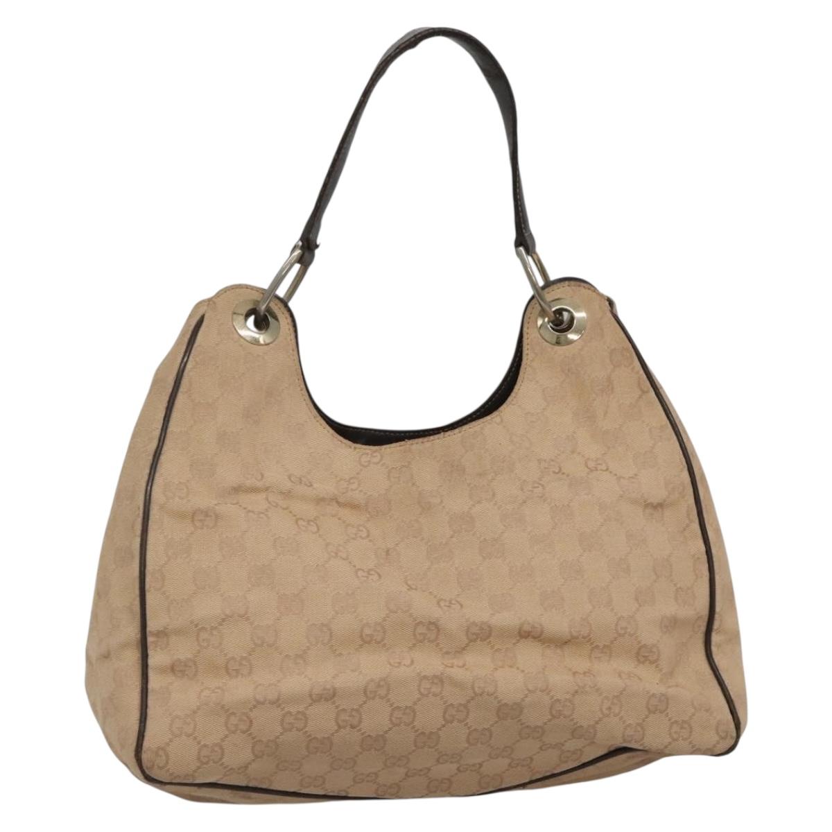 GUCCI GG Canvas Shoulder Bag Outlet Beige Gold 257268 Auth 141978