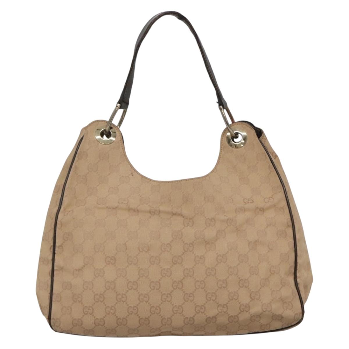 GUCCI GG Canvas Shoulder Bag Outlet Beige Gold 257268 Auth 141978