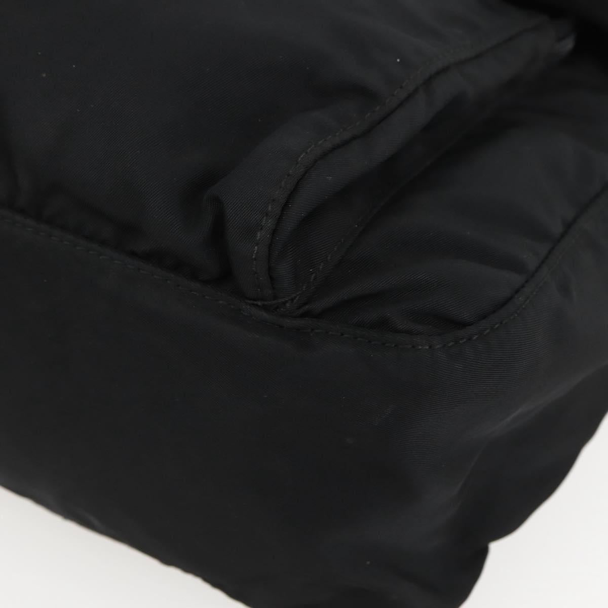 PRADA Chain Shoulder Bag Nylon Black Silver Auth 142007