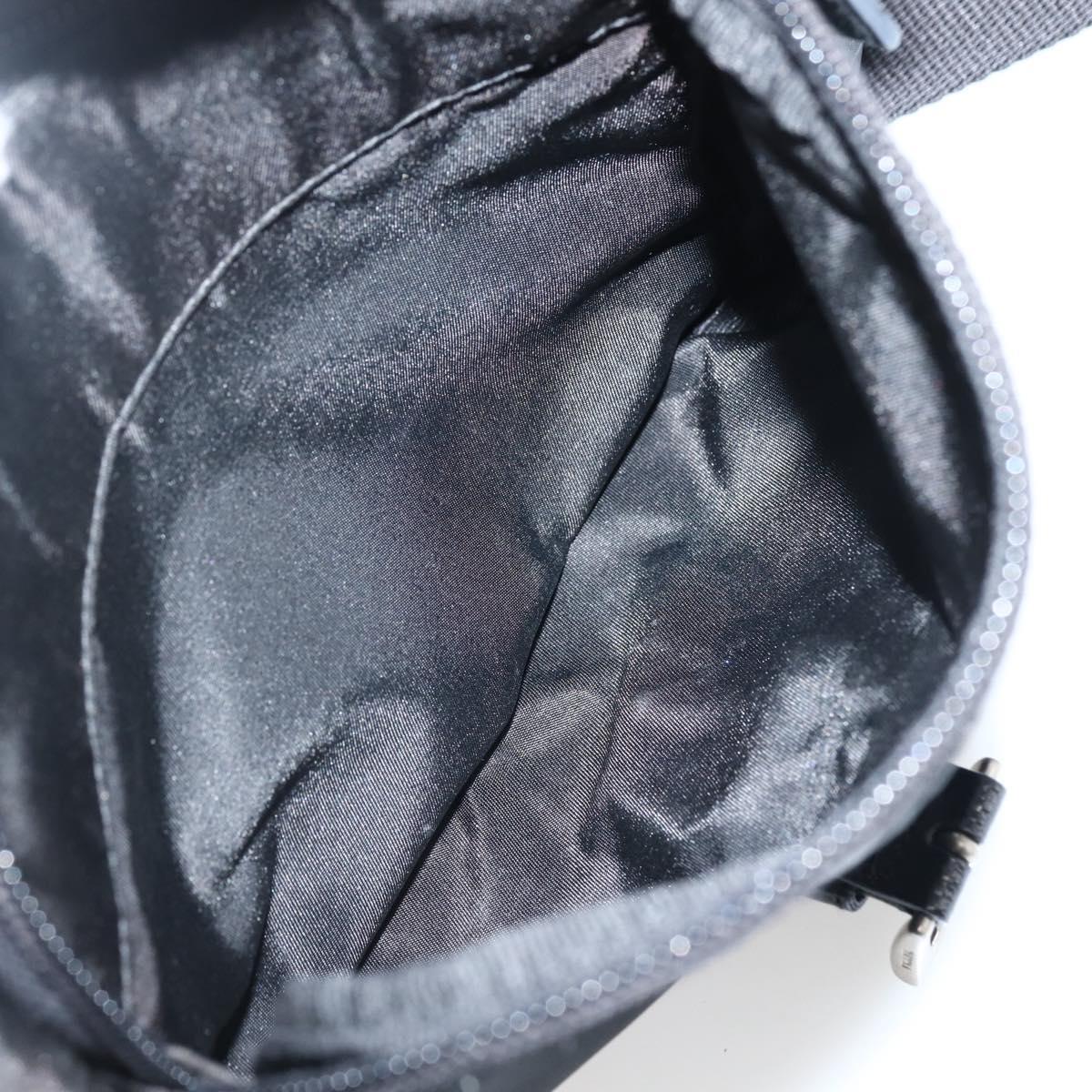 PRADA Chain Shoulder Bag Nylon Black Silver Auth 142007