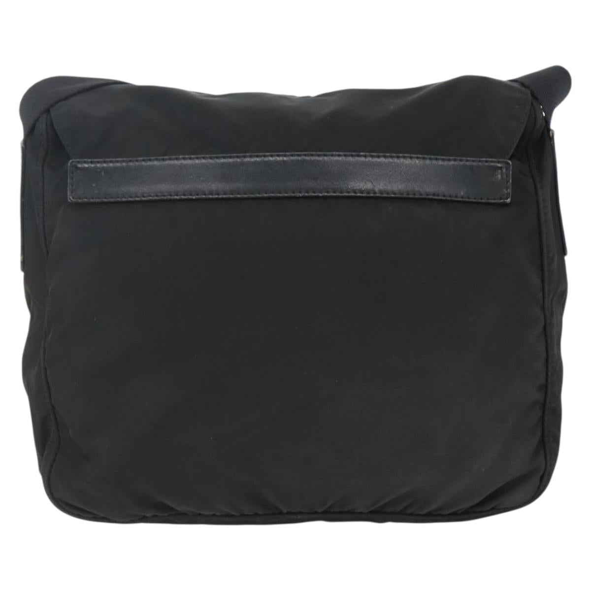 PRADA Chain Shoulder Bag Nylon Black Silver Auth 142007