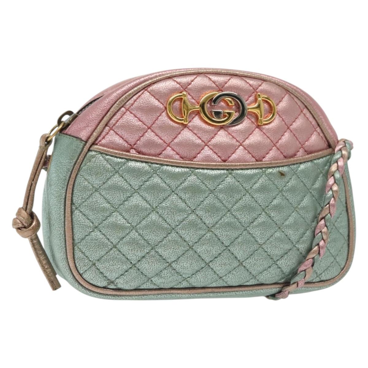GUCCI Zumi Shoulder Bag Leather Multicolor gold Auth 142011