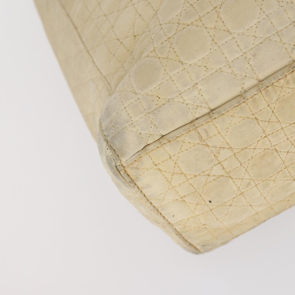Christian Dior Canage Lady Dior Hand Bag Nylon Beige Gold Auth 142012
