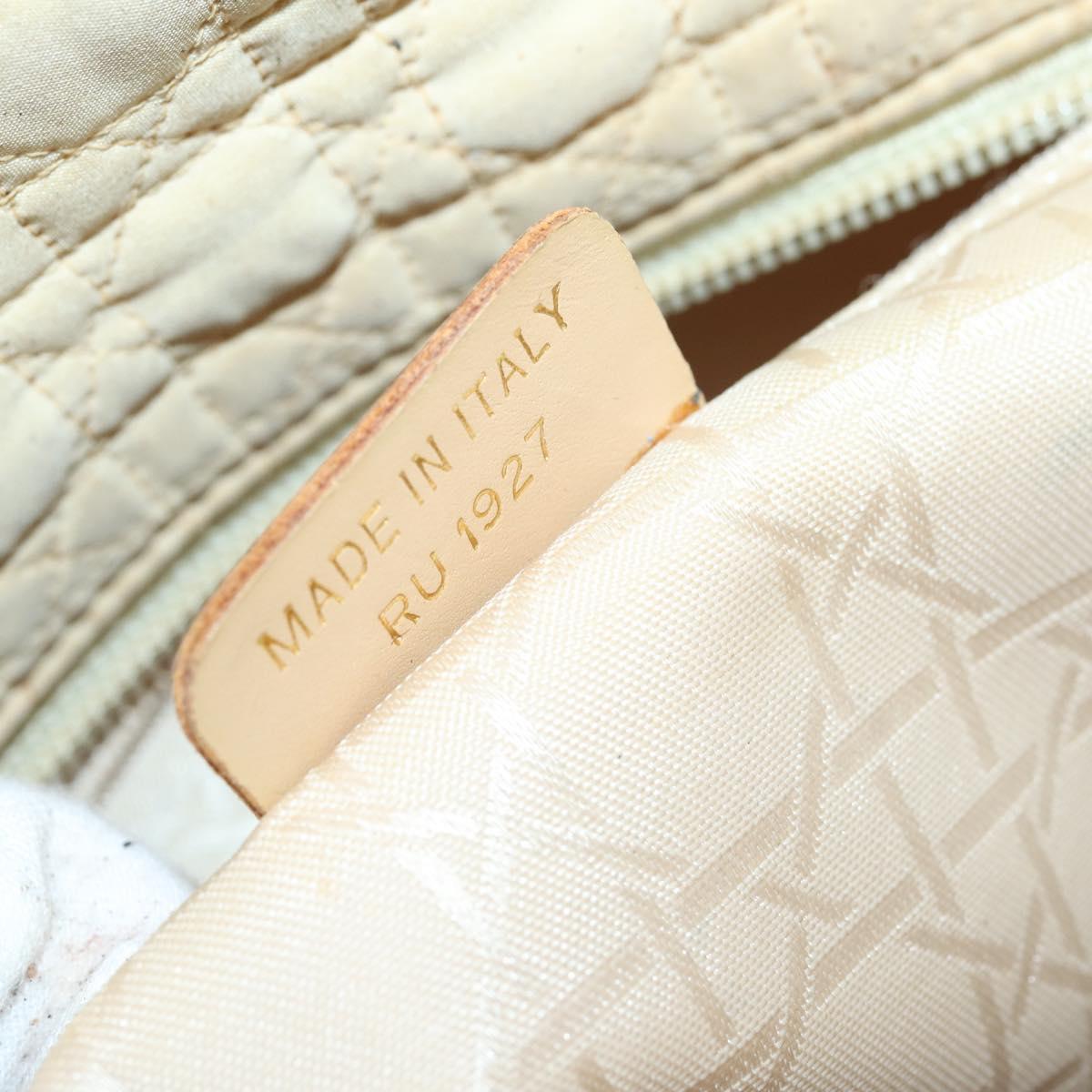 Christian Dior Canage Lady Dior Hand Bag Nylon Beige Gold Auth 142012