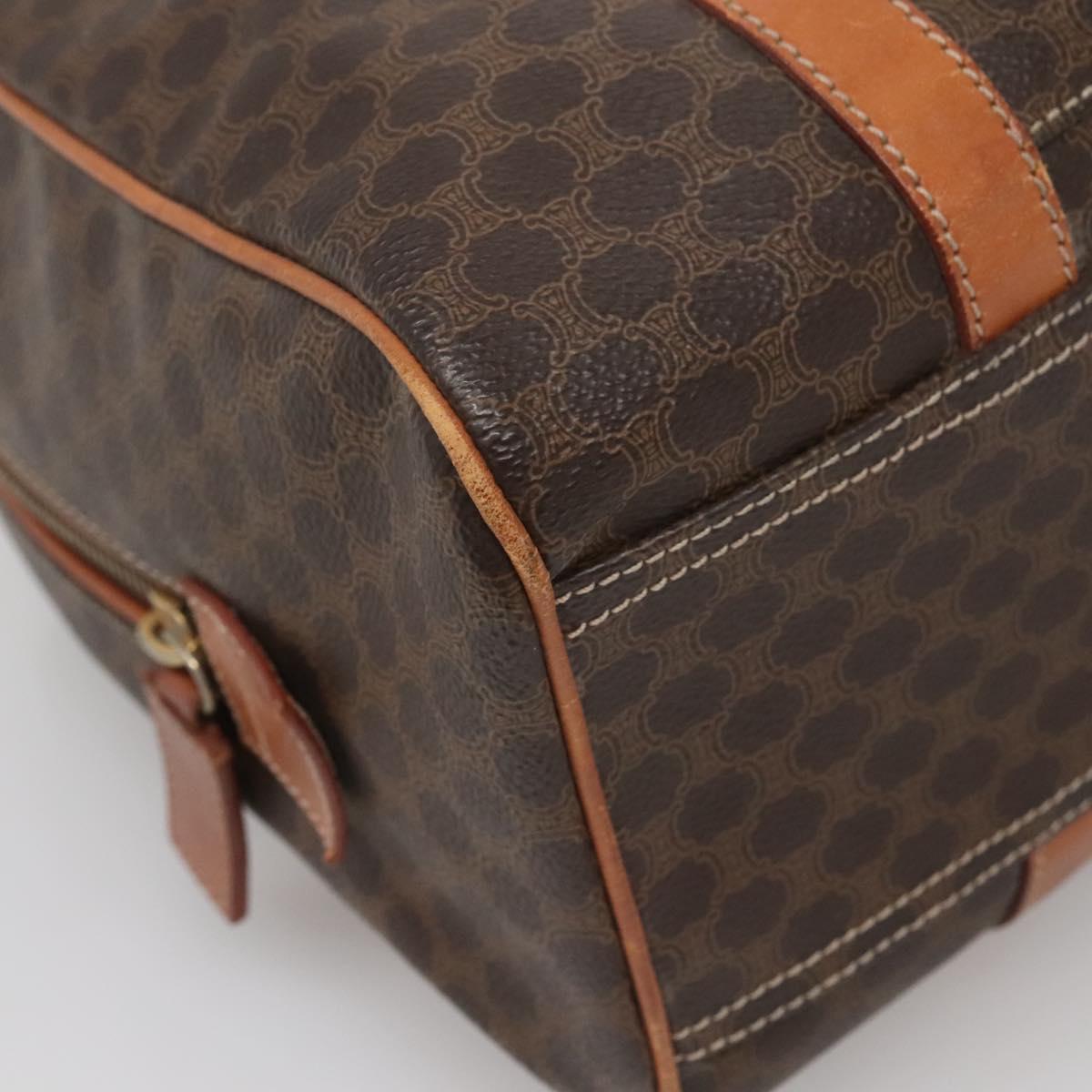 CELINE Macadam Canvas Hand Bag PVC Leather Brown Gold Auth 142031