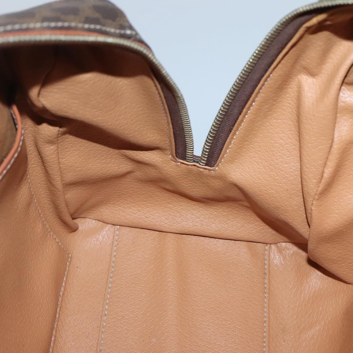CELINE Macadam Canvas Hand Bag PVC Leather Brown Gold Auth 142031