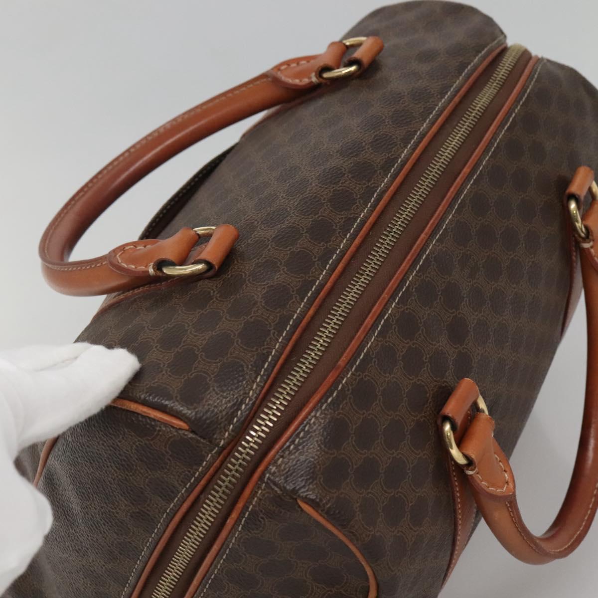CELINE Macadam Canvas Hand Bag PVC Leather Brown Gold Auth 142031