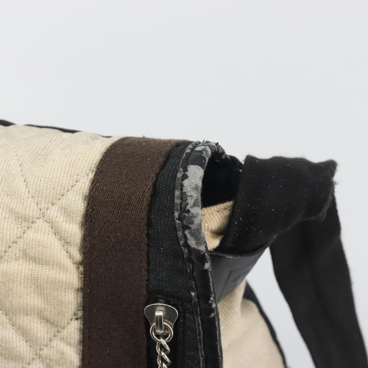 CHANEL Sports Matelasse Shoulder Bag Canvas White Silver CC Auth 142035