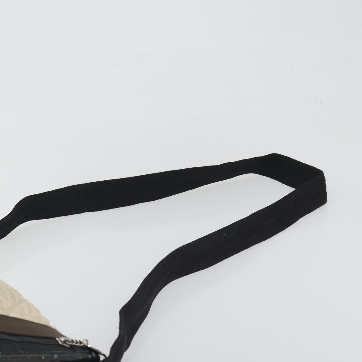 CHANEL Sports Matelasse Shoulder Bag Canvas White Silver CC Auth 142035