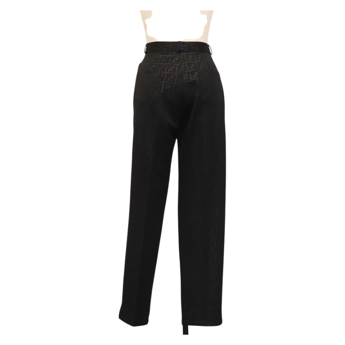 FENDI Zucca Canvas Pants Black Auth 142045