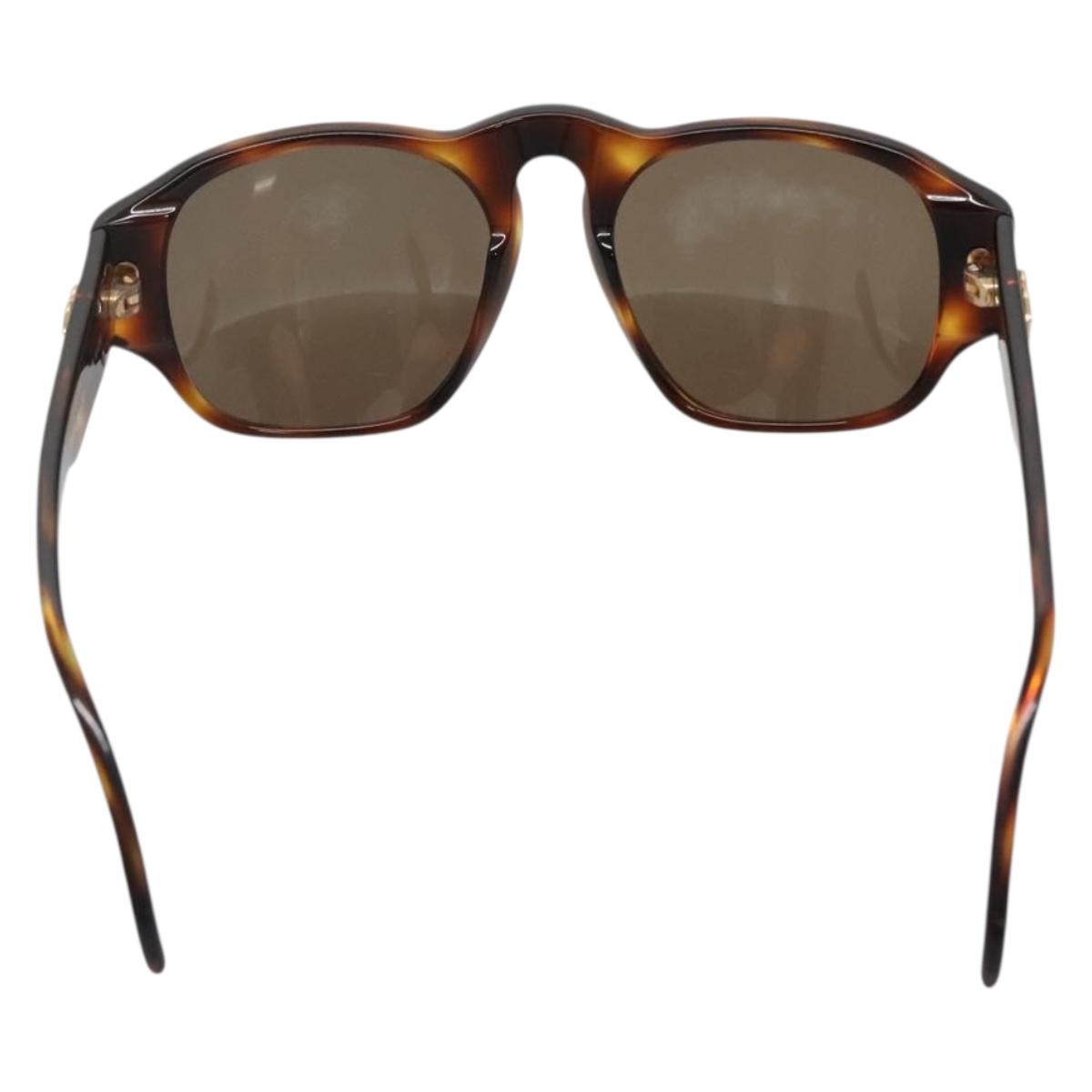 CHANEL COCO Mark Sunglasses Plastic Brown CC Auth 142047