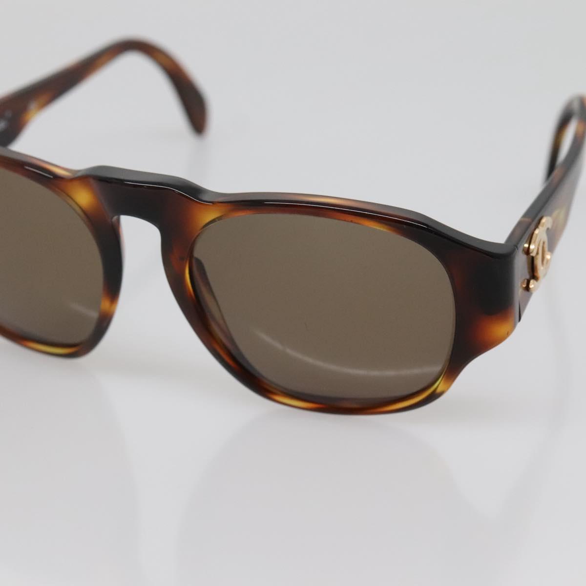 CHANEL COCO Mark Sunglasses Plastic Brown CC Auth 142047