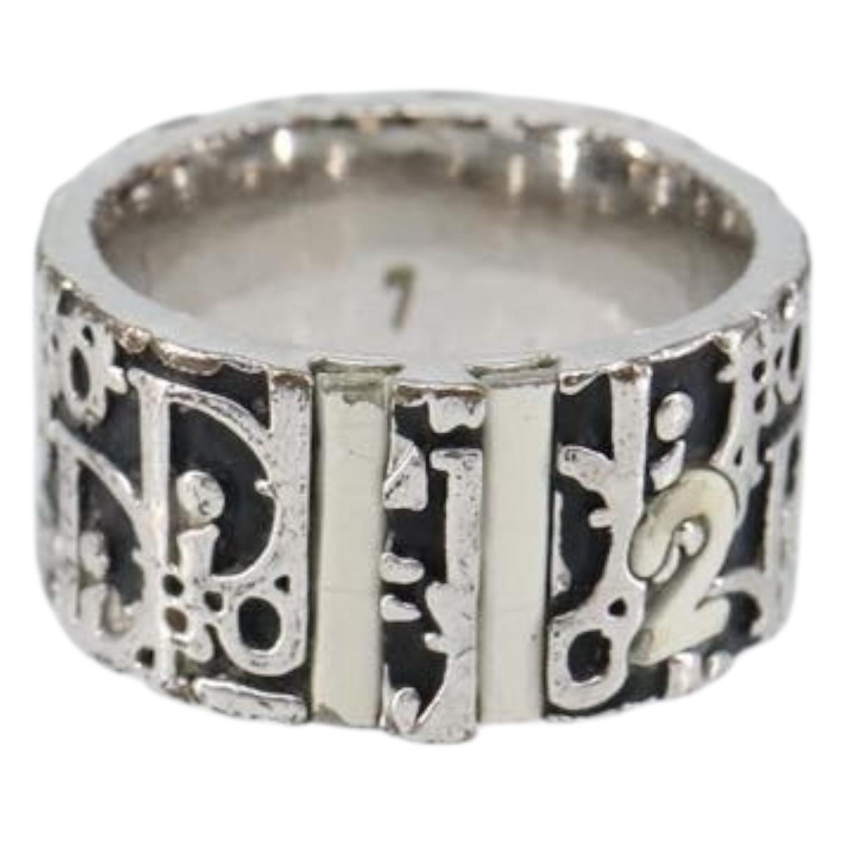 Christian Dior Trotter Ring metal Silver Auth 142048