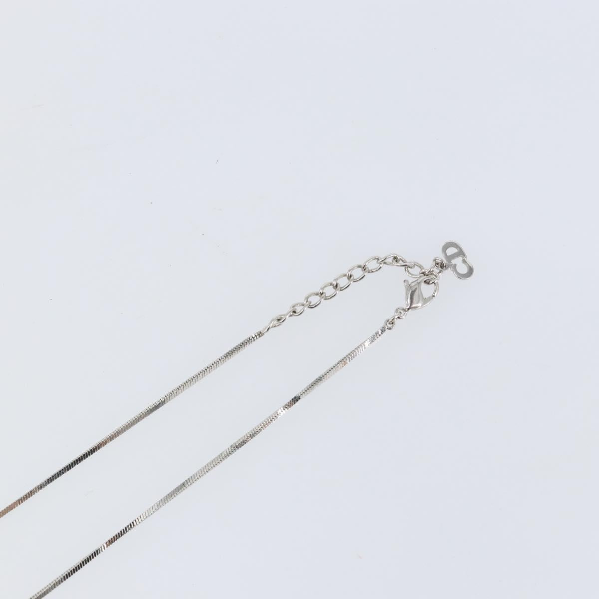 Christian Dior Trotter Necklace metal Silver Light Blue Auth 142063