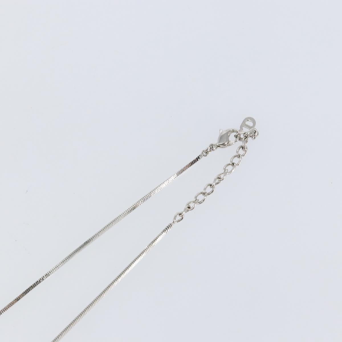 Christian Dior Trotter Necklace metal Silver Light Blue Auth 142063