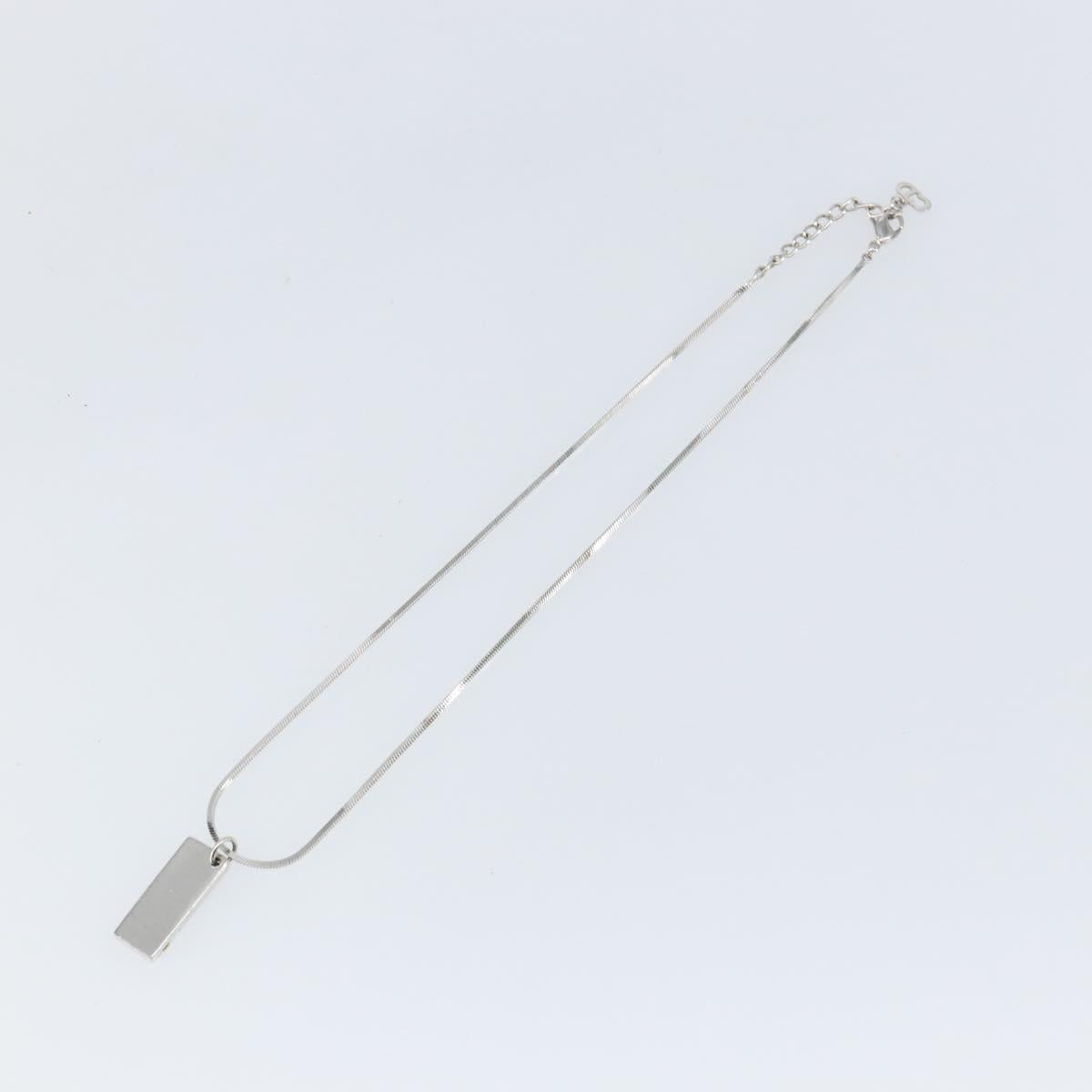 Christian Dior Trotter Necklace metal Silver Light Blue Auth 142063