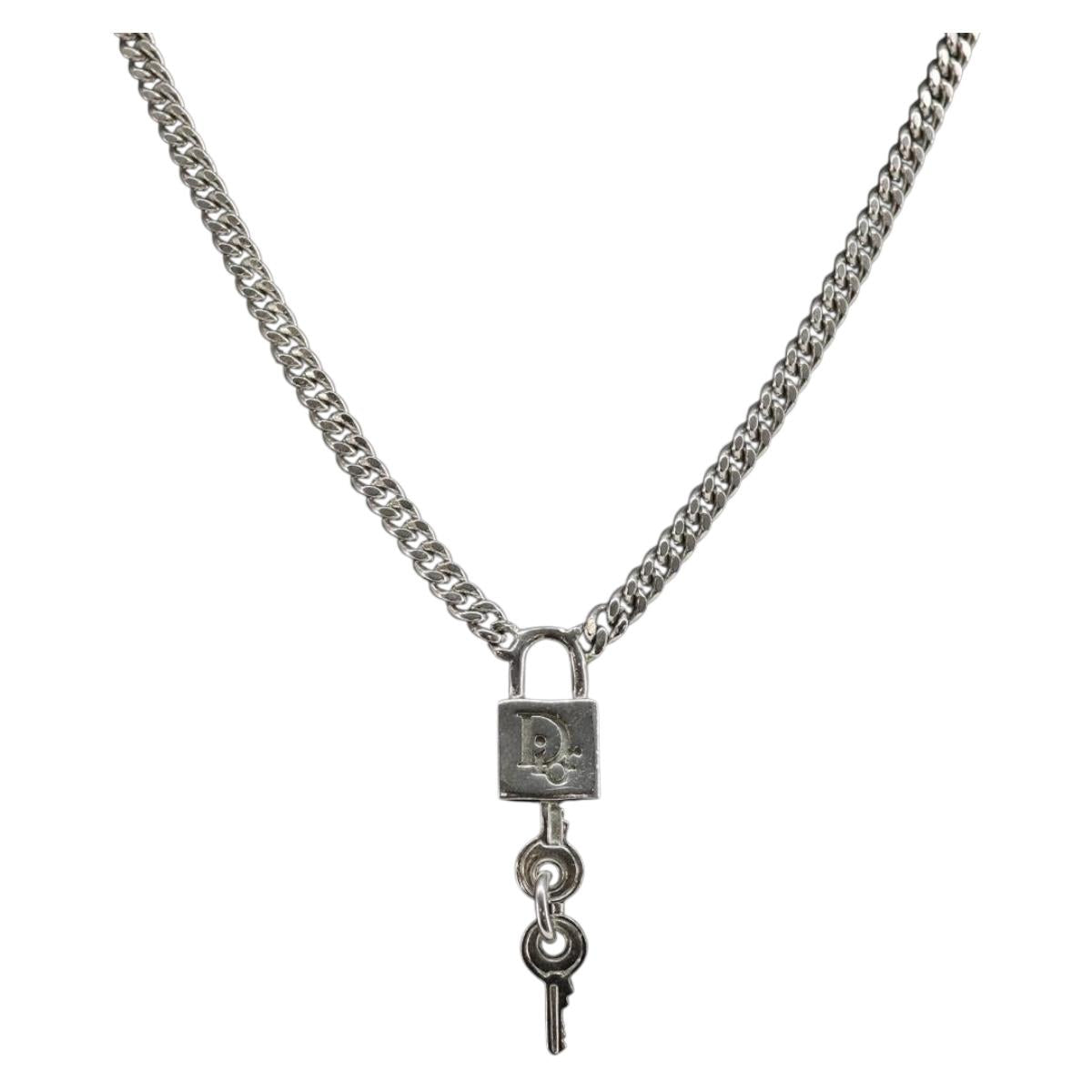 Christian Dior Necklace metal Silver Auth 142065
