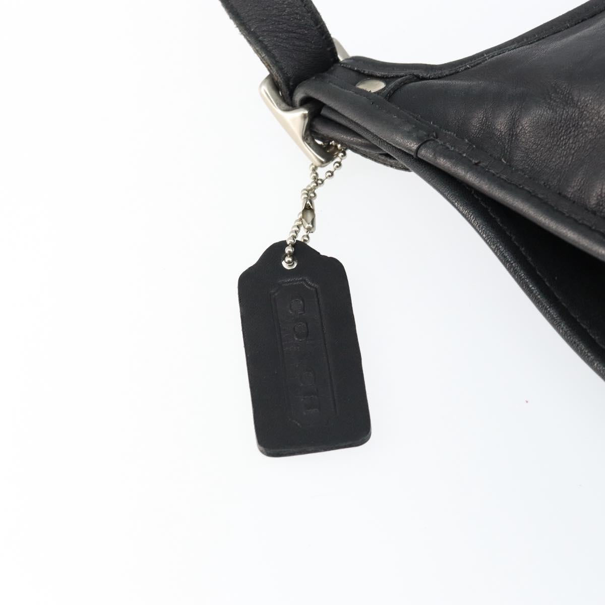 Coach Shoulder Bag Leather Black Gold Auth 142078