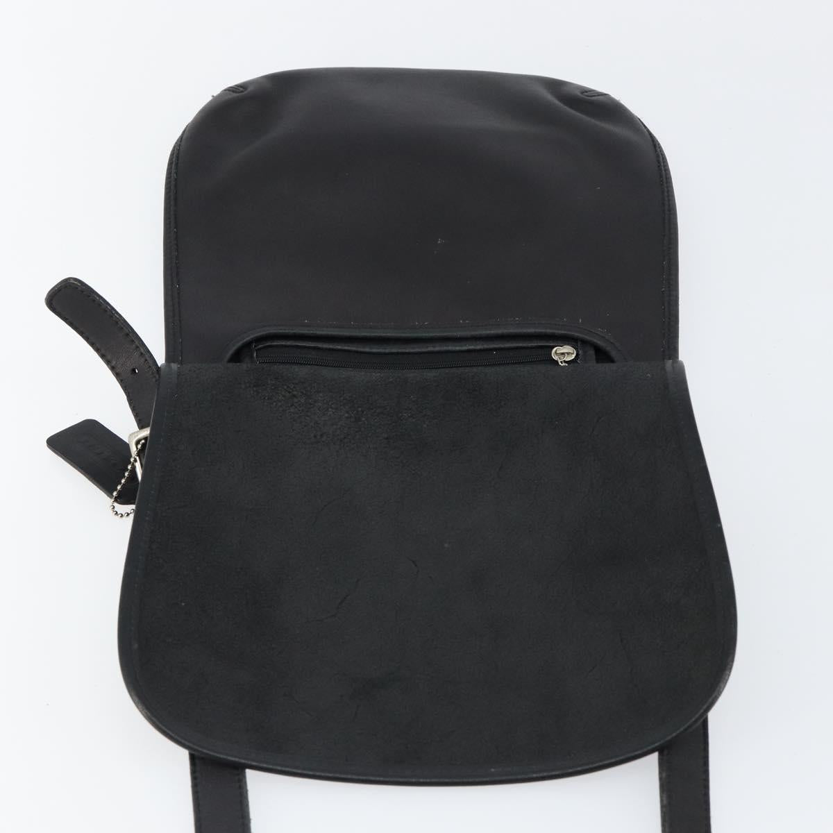 Coach Shoulder Bag Leather Black Gold Auth 142078