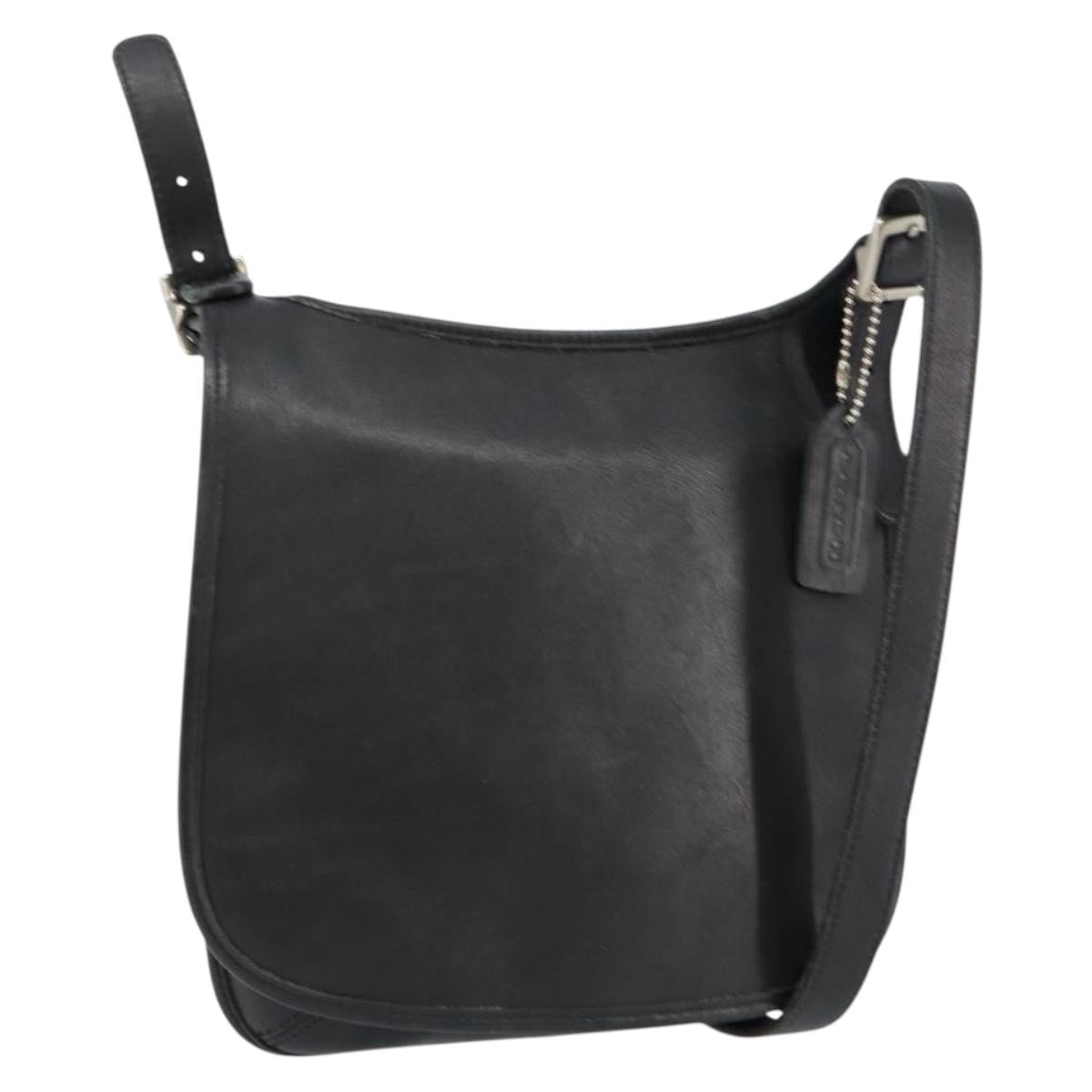 Coach Shoulder Bag Leather Black Gold Auth 142078